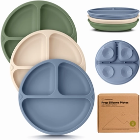 3-Pack Prep Silicone Suction Plates (Slate)