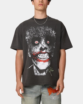 American Thrift X DC Batman The Joker Smile Heavyweight T-Shirt Black Wash