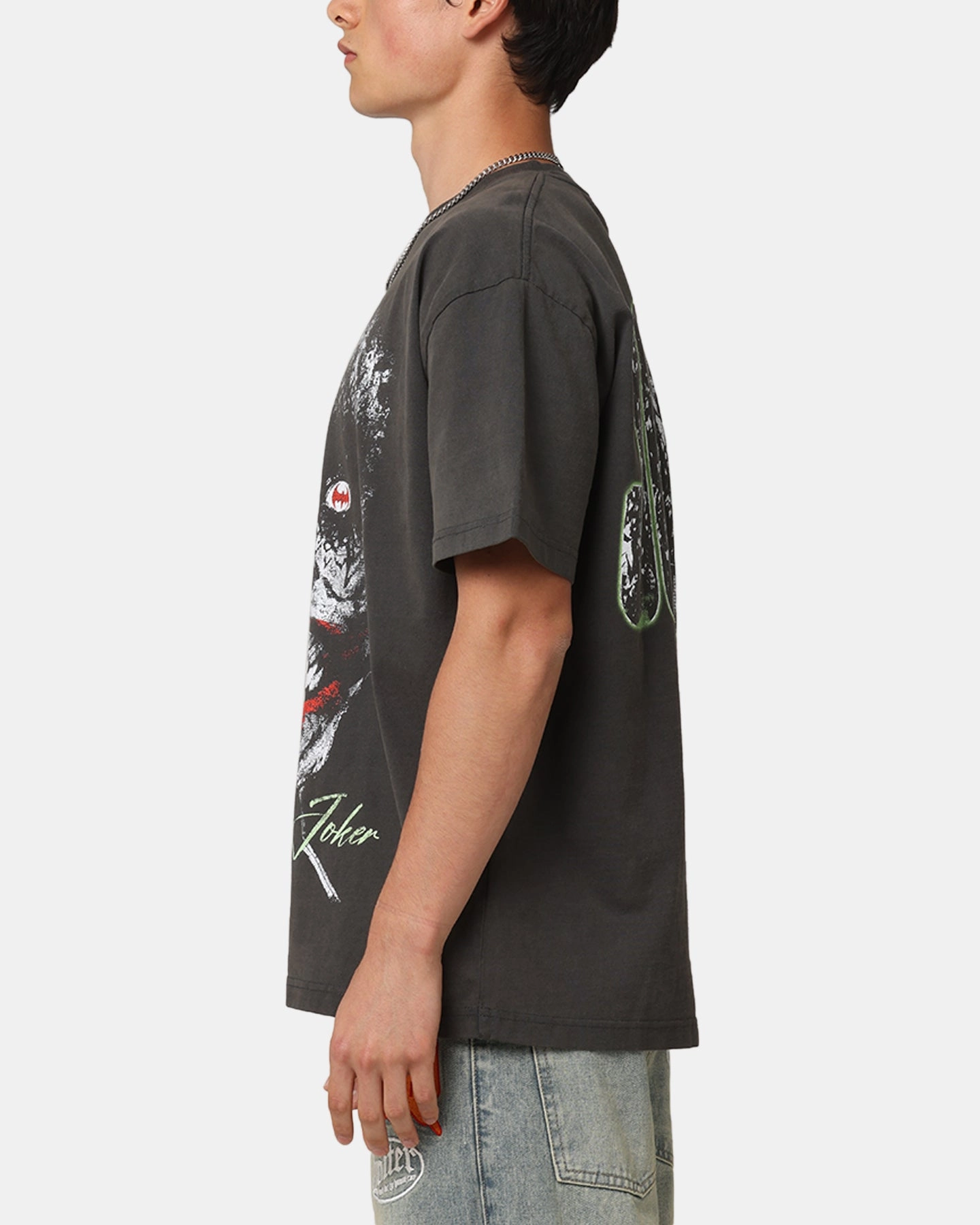 American Thrift X DC Batman The Joker Smile Heavyweight T-Shirt Black Wash