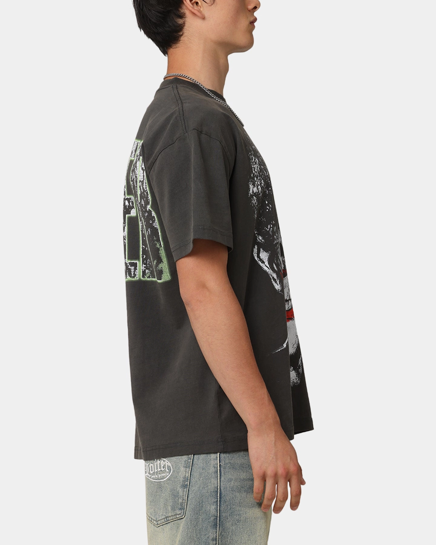 American Thrift X DC Batman The Joker Smile Heavyweight T-Shirt Black Wash
