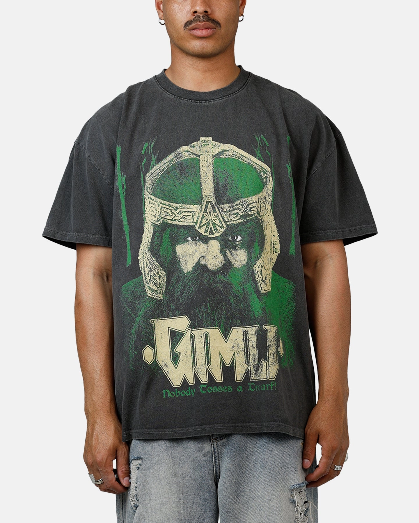 American Thrift X Lord Of The Rings Gimli Toss Heavyweight T-Shirt Black Wash
