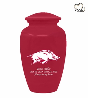 Arkansas Razorbacks College Red Cremation Urn