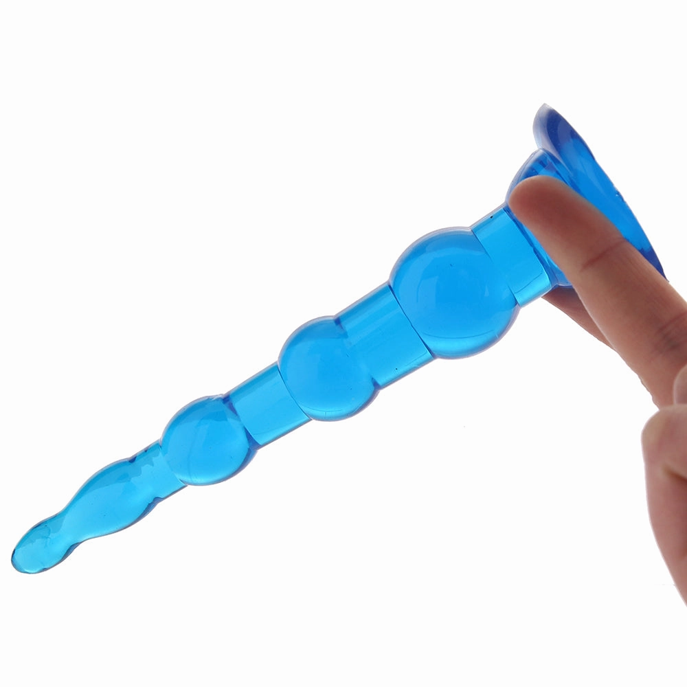 Blue Line 6.75 Inch Anal Beads With Suction Base