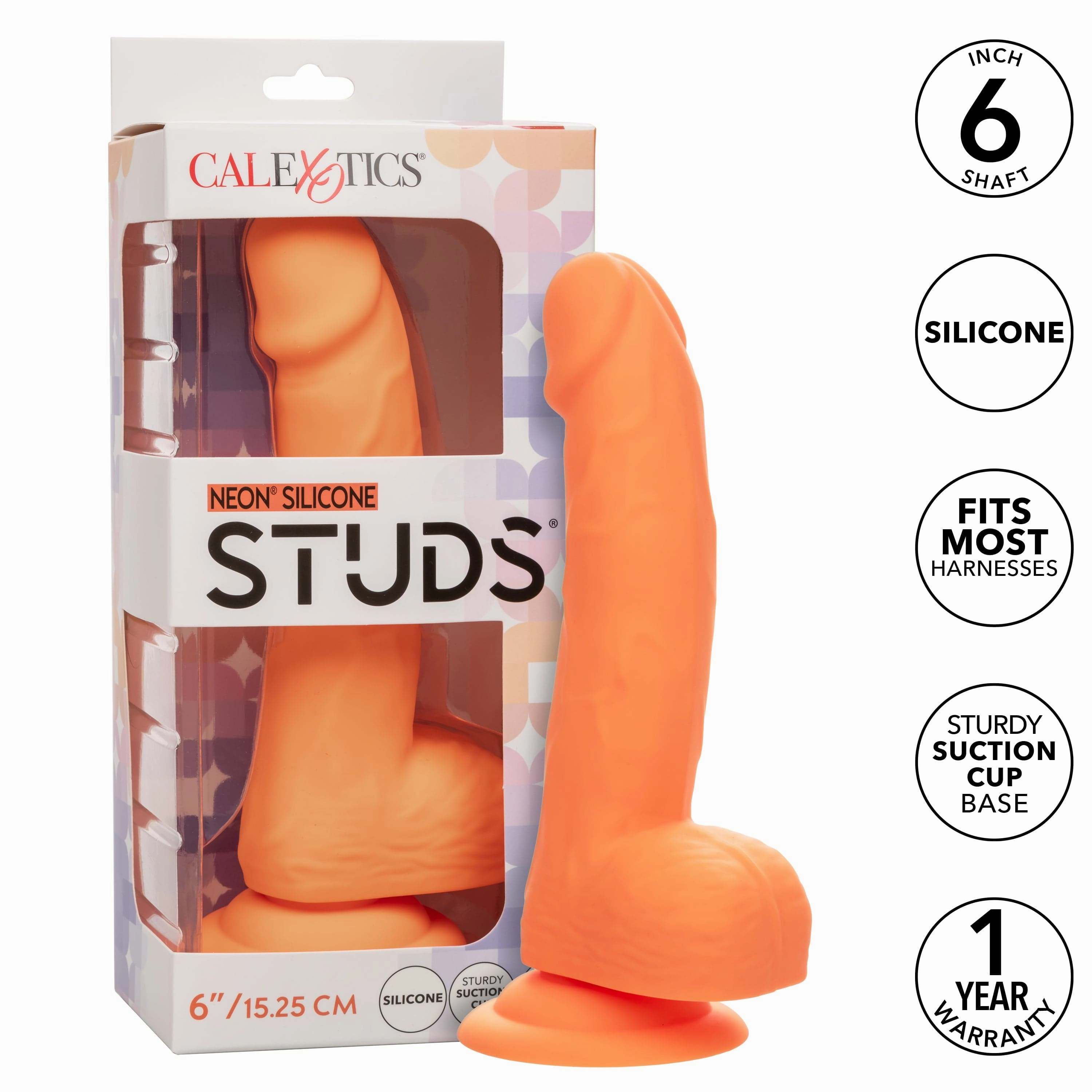 California Exotics - Neon Silicone Studs Realistic Dildo 6"