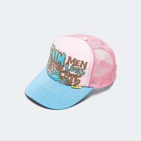 DENIM MEN LOVE CATS Trucker Cap - Pink/Sax