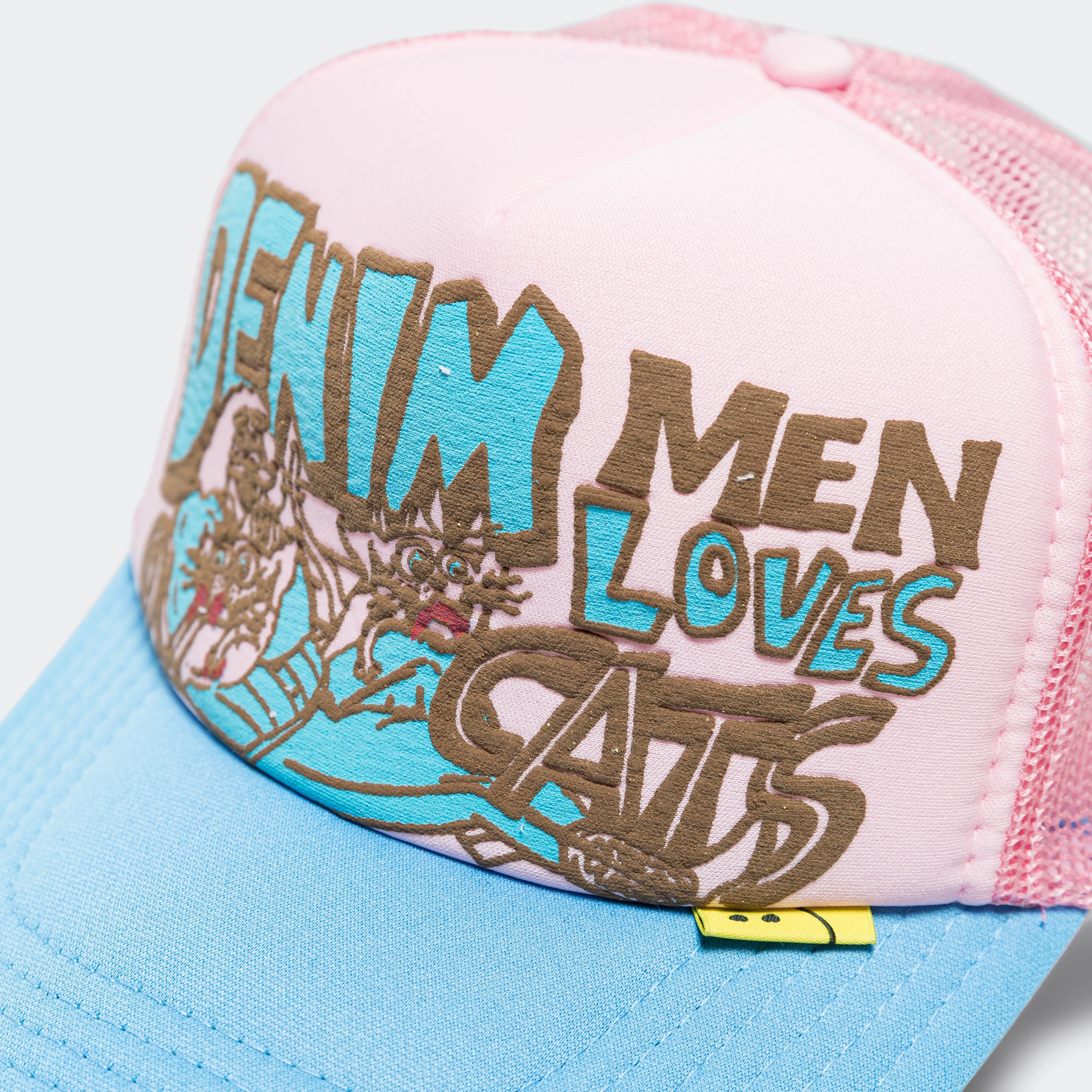 DENIM MEN LOVE CATS Trucker Cap - Pink/Sax
