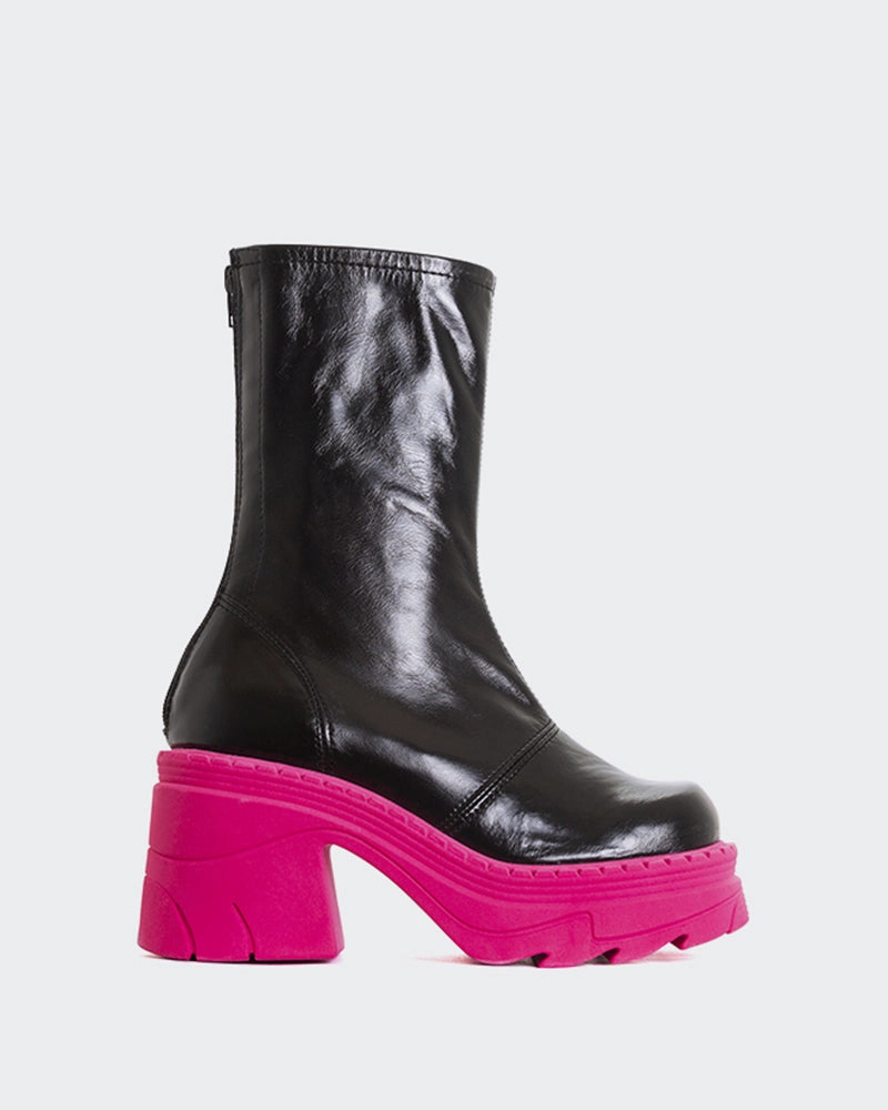 Grover Black Leather Fuchsia Sole