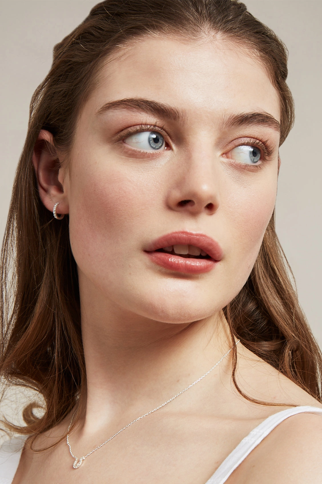 Hoop Earrings with White CZ
