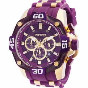 Invicta Men's Chronograph Watch - Pro Diver Purple and Gold Tone Dial Strap | 40863