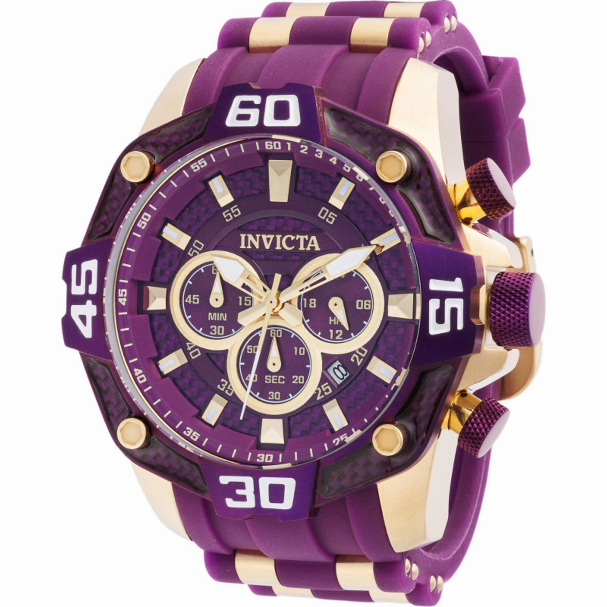 Invicta Men's Chronograph Watch - Pro Diver Purple and Gold Tone Dial Strap | 40863