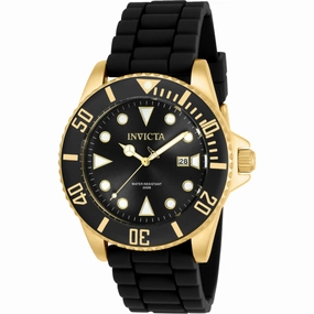 Invicta Men's Quartz Watch - Pro Diver Dive Black Dial Silicone Strap | 90303