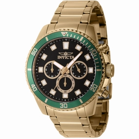 Invicta Men's Quartz Watch - Pro Diver Green Bezel Yellow Gold Bracelet | 46055