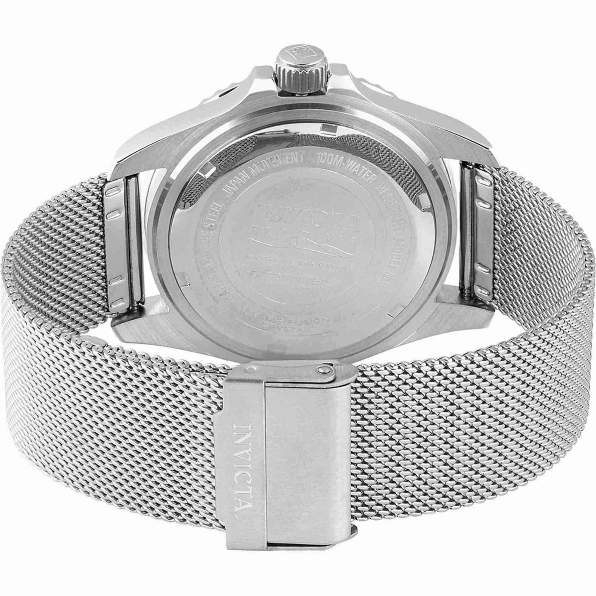 Invicta Men's Watch - Pro Diver Black Dial Stainless Steel Mesh Bracelet | 47172