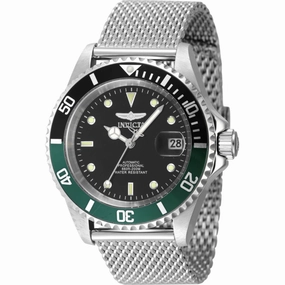 Invicta Men's Watch - Pro Diver Black, Green Rotating Bezel Mesh Bracelet | 48072