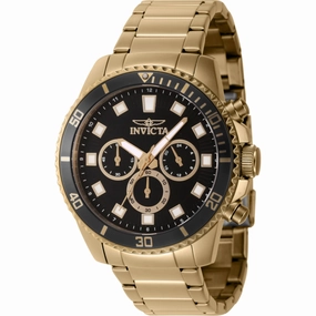 Invicta Men's Watch - Pro Diver Chronograph Black Dial Yellow Gold Bracelet | 46054