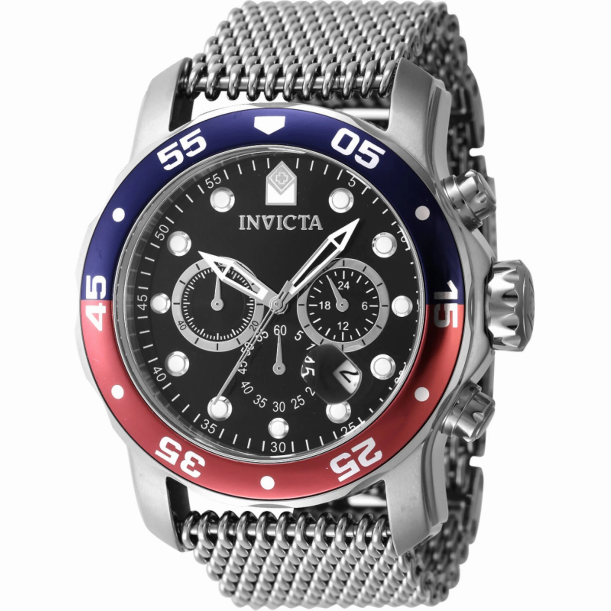 Invicta Men's Watch - Pro Diver Chronograph Quartz Black Dial Mesh Bracelet | 47630