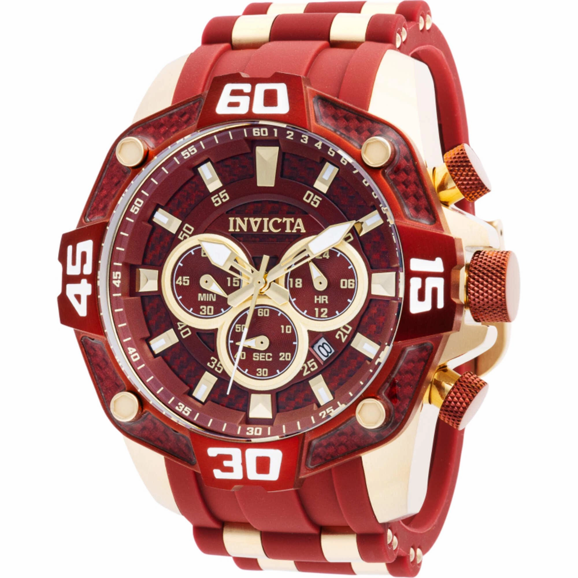 Invicta Men's Watch - Pro Diver Chronograph Red and Gold Tone Dial Strap | 40862