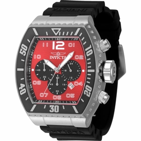 Invicta Men's Watch - Pro Diver Chronograph Red, Black Dial Silicone Strap | 47283