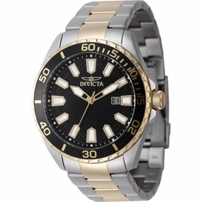 Invicta Men's Watch - Pro Diver Quartz Black Dial Two Tone Steel Bracelet | 47342