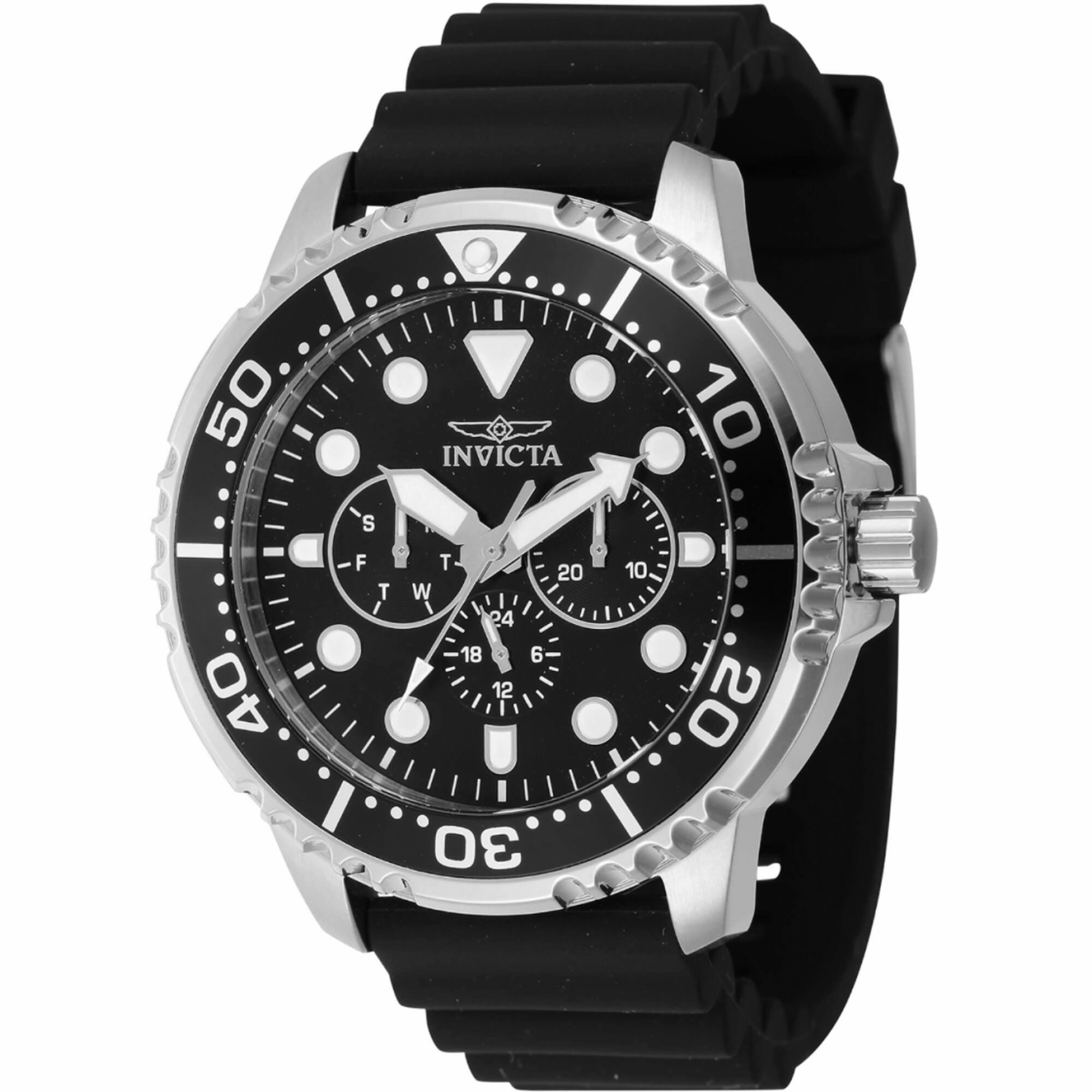 Invicta Men's Watch - Pro Diver Quartz Black Rotating Bezel Silicone Strap | 47234