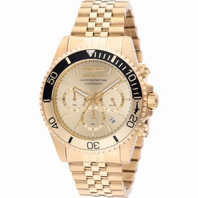 Invicta Men's Watch - Pro Diver Quartz Chrono Gold Tone Dial Steel Bracelet | 48118