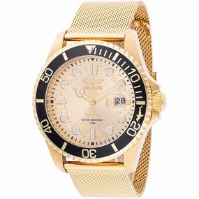 Invicta Men's Watch - Pro Diver Quartz Gold Tone Dial Mesh Bracelet | 47177