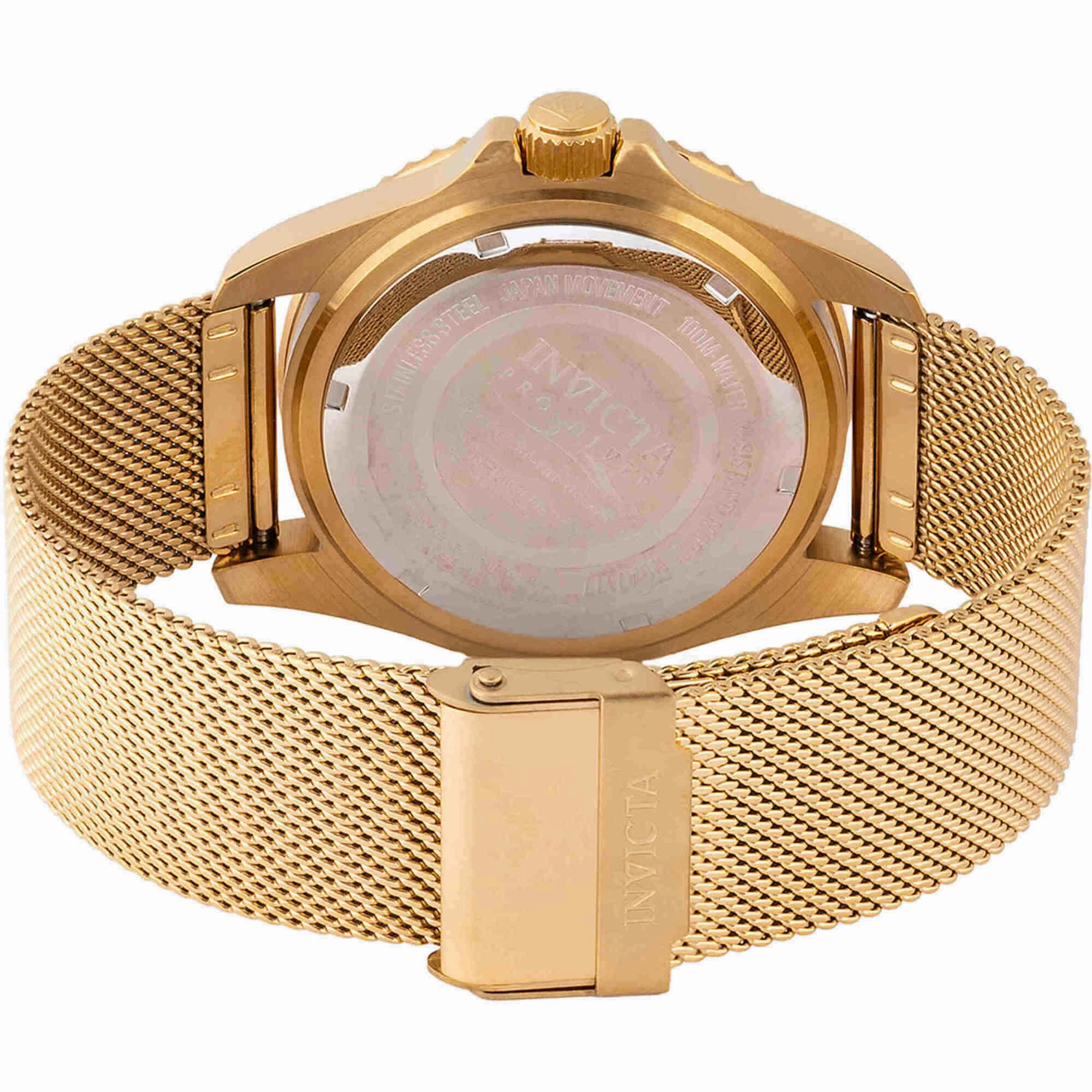 Invicta Men's Watch - Pro Diver Quartz Gold Tone Dial Mesh Bracelet | 47177