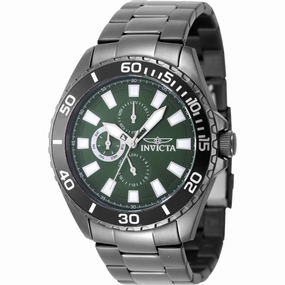 Invicta Men's Watch - Pro Diver Quartz Green Dial Charcoal Steel Bracelet | 29930