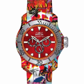 Invicta Men's Watch - Pro Diver Quartz Red Dial Aqua Plating Steel Bracelet | 47853