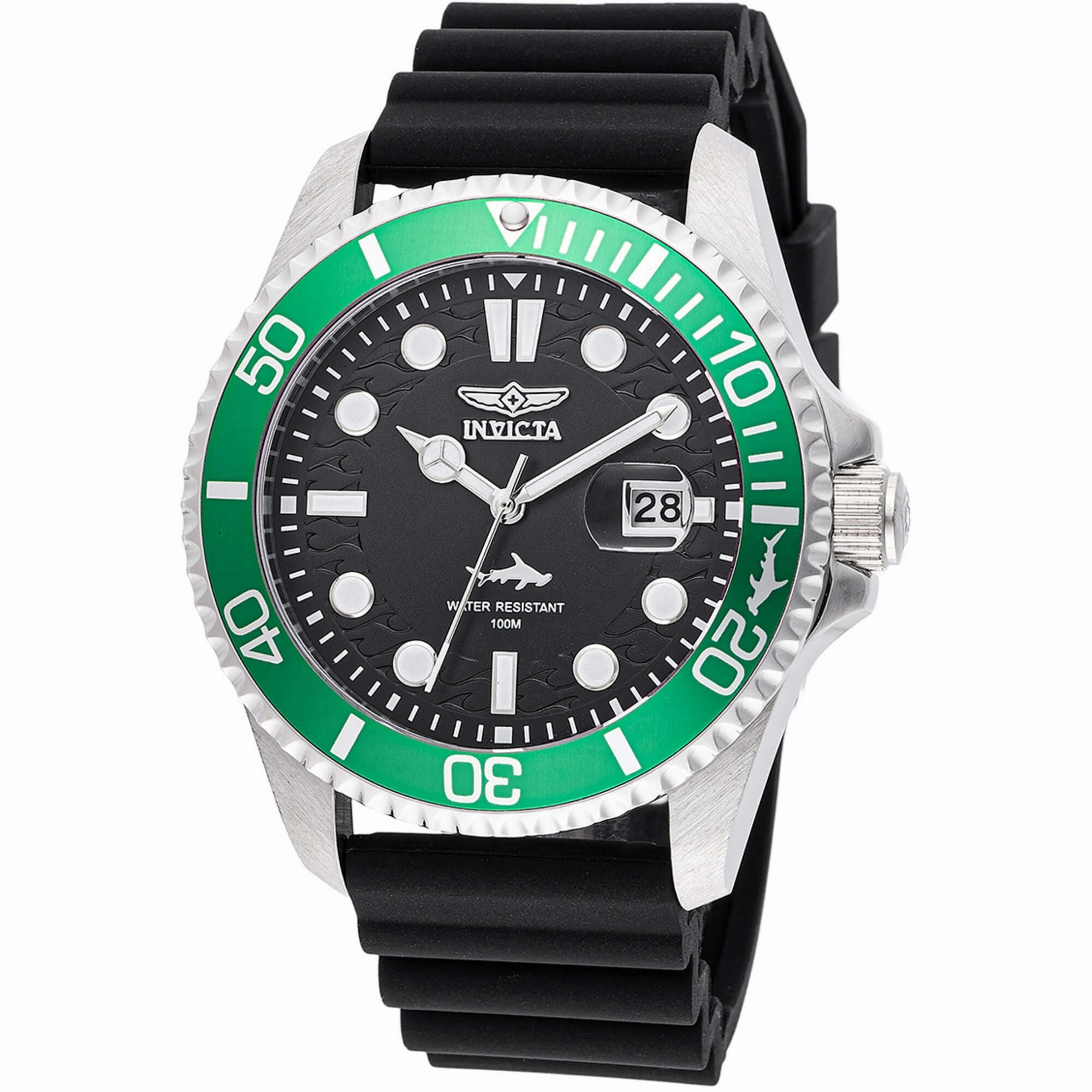 Invicta Men's Watch - Pro Diver Quartz Silver Tone Case Black Silicone Strap | 47166