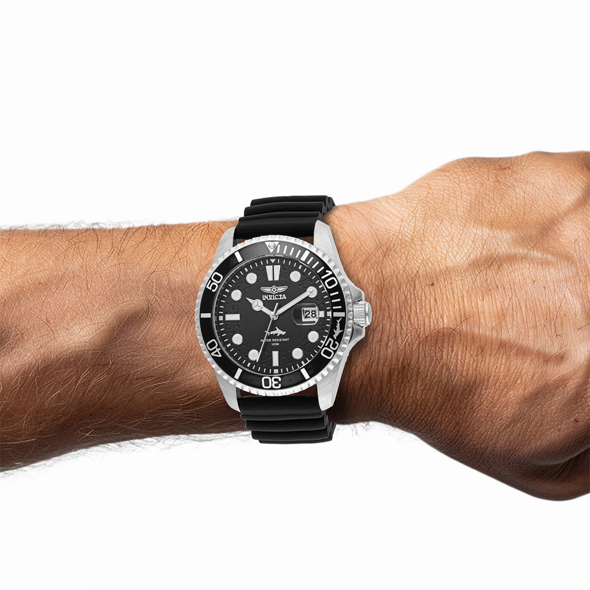 Invicta Men's Watch - Pro Diver Rotating Bezel Black Dial Silicone Strap | 47161