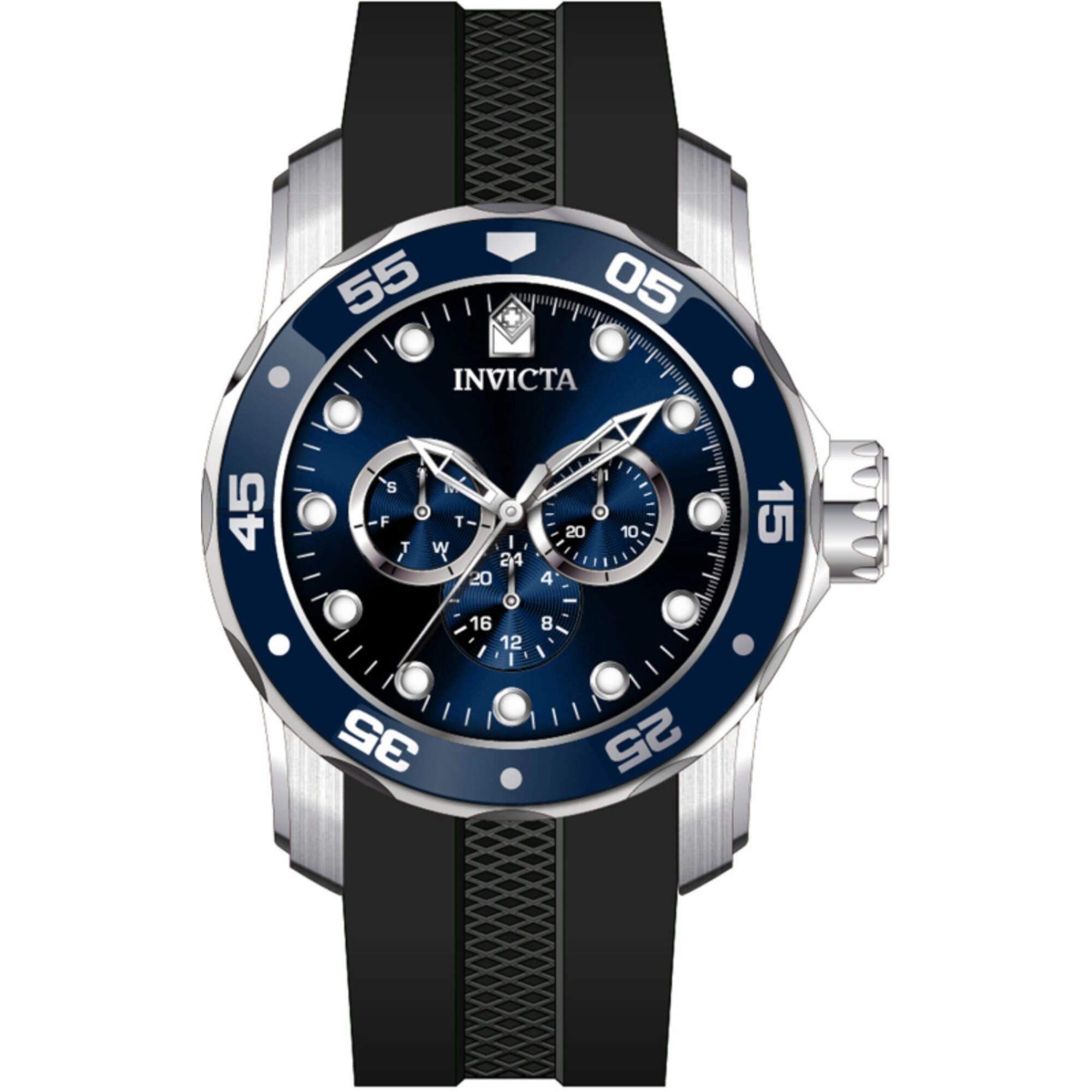Invicta Men's Watch - Pro Diver Scuba Blue Dial Black Silicone Strap Date | 45722