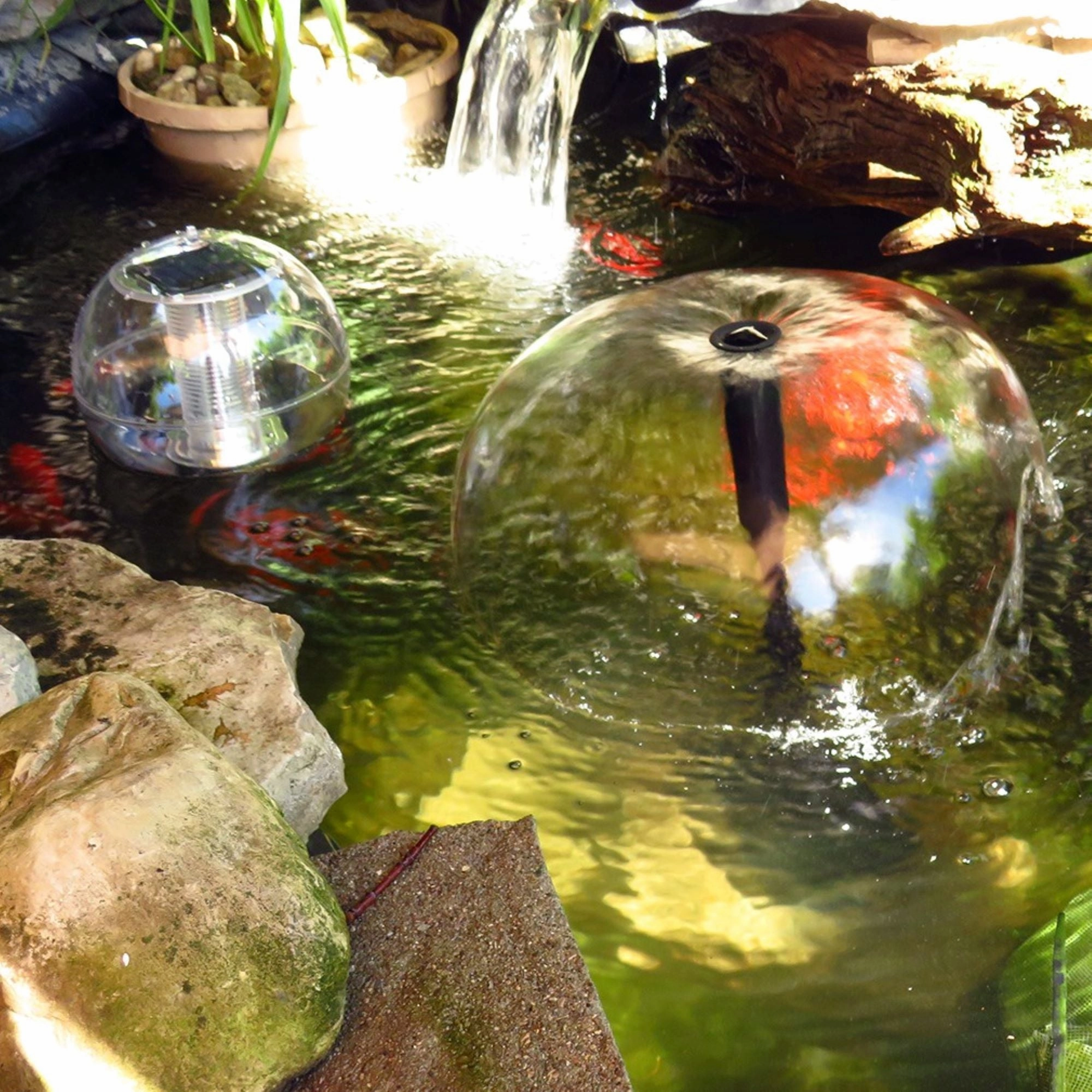 Koolscapes 270 Gallon Starter Pond Kit with 200 GPH Pump, Water Bell and Double Daisy Fountain Nozzles, 8 x 10 Ft Flexible Liner, Floating Solar Light, Fish-Friendly Backyard Koi Pond Kit