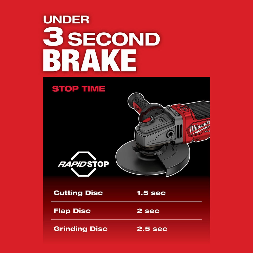 Milwaukee 2980-22 - M18 FUEL™ 4-1/2 in.-6 in. No Lock Braking Grinder with Paddle Switch 2 Battery Kit