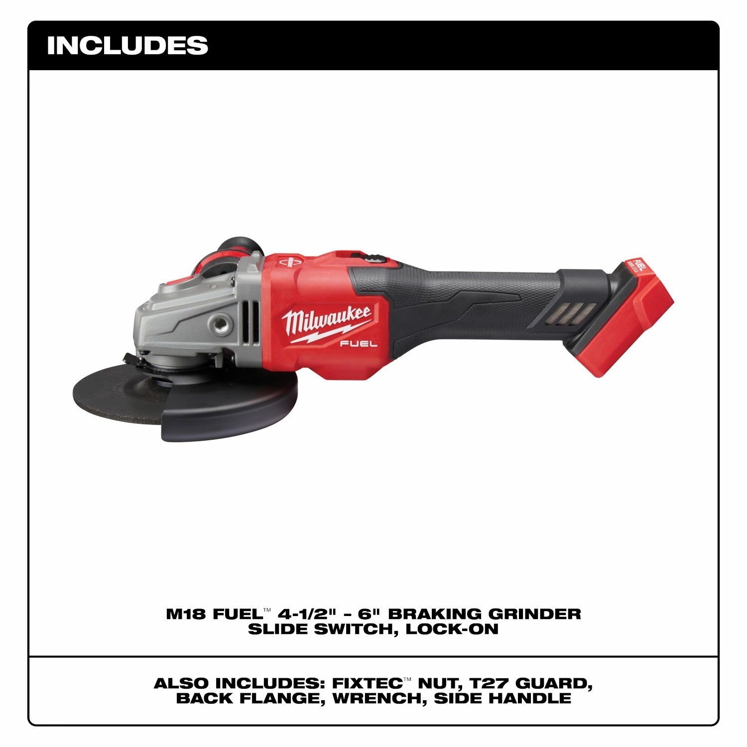Milwaukee 2981-20 - M18 FUEL™ 4-1/2 in.-6 in. Lock-On Braking Grinder with Slide Switch