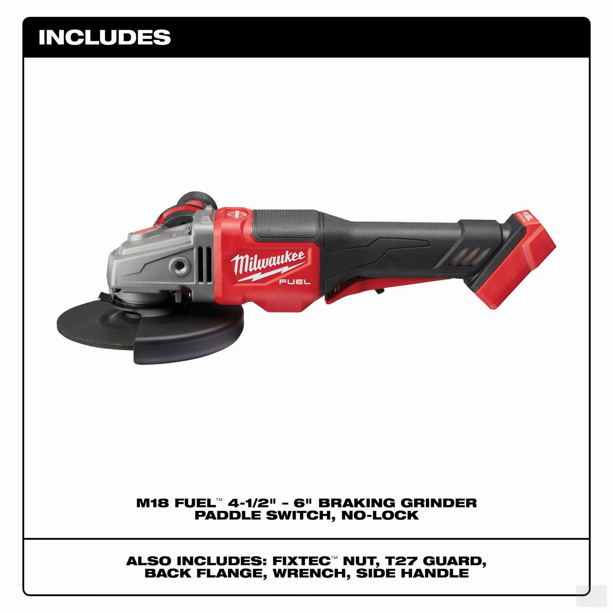 MILWAUKEE M18 FUEL™ 4-1/2” - 6” Braking Grinder Paddle Switch, No-Lock 2980-20