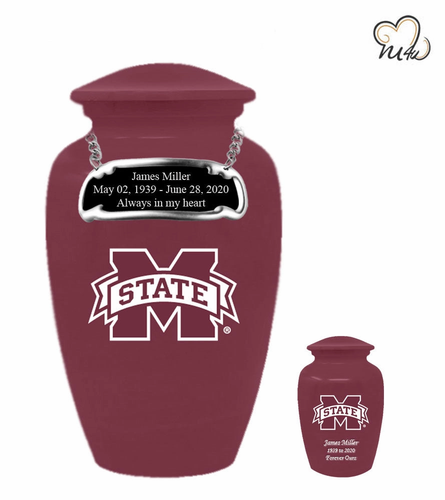 Mississippi Bulldogs College Cremation Urn - Maroon