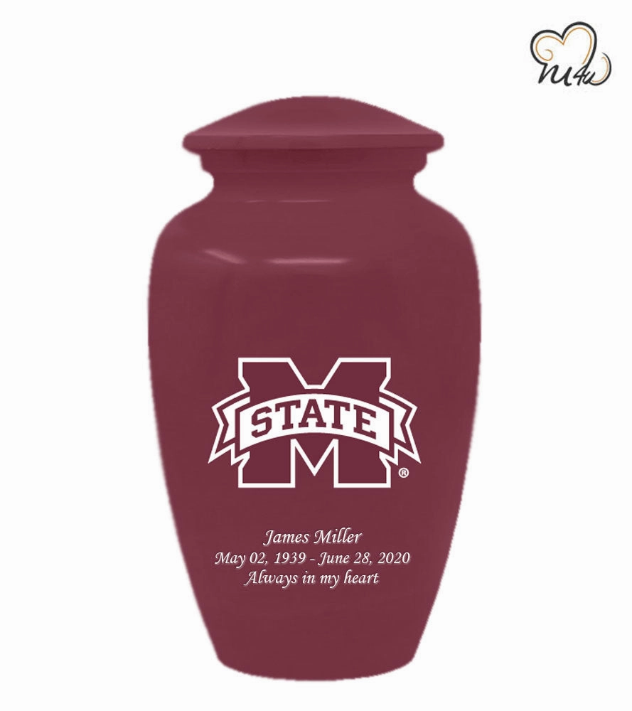 Mississippi Bulldogs College Cremation Urn - Maroon