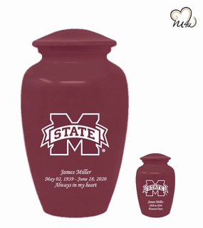 Mississippi Bulldogs College Cremation Urn - Maroon