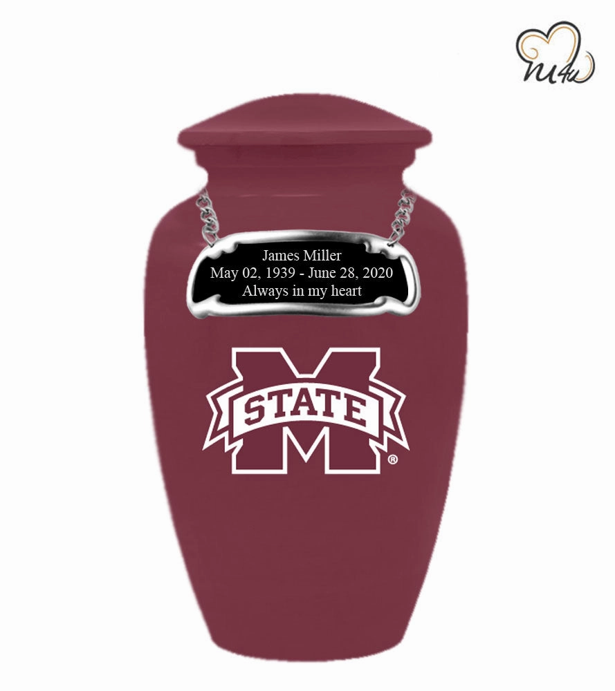 Mississippi Bulldogs College Cremation Urn - Maroon