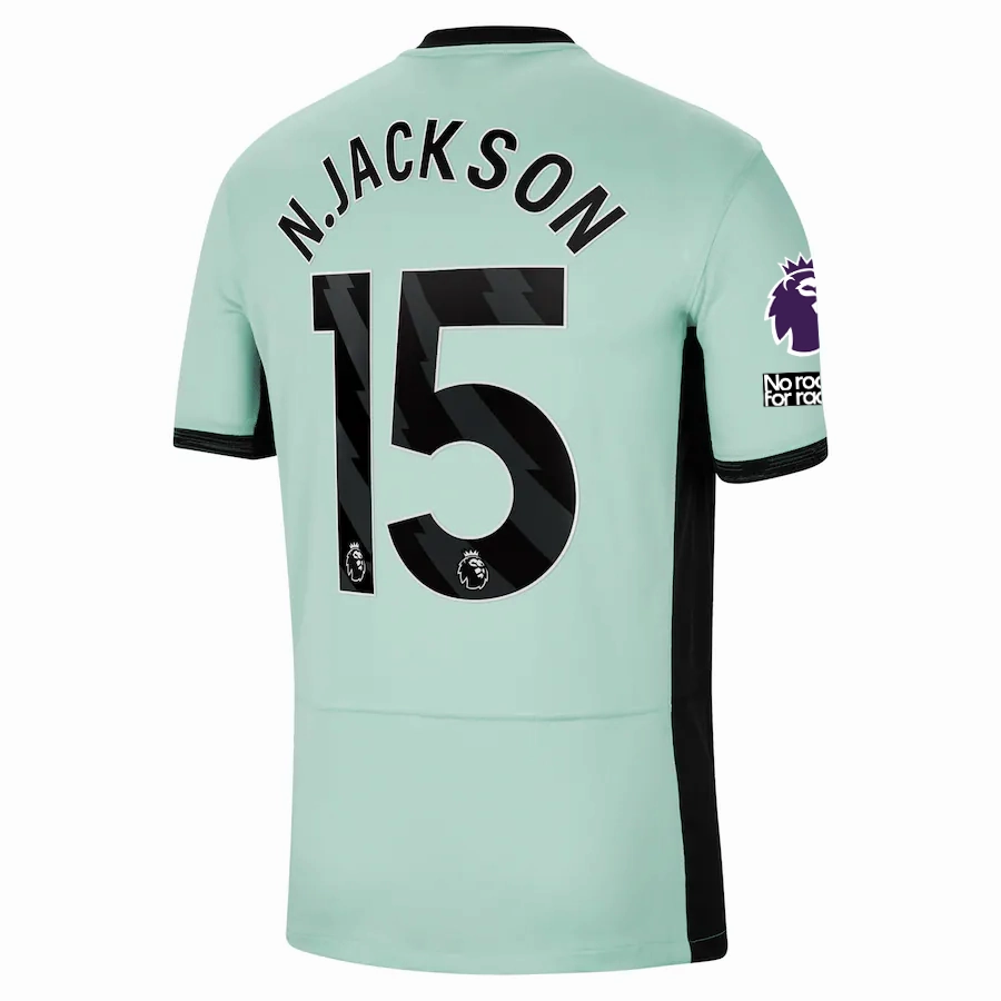Nike Chelsea Nicolas Jackson Third Jersey w/ EPL   No Room For Racism Patches 23/24 (Mint Foam/Black)