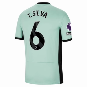 Nike Chelsea Thiago Silva Third Jersey w/ EPL   No Room For Racism Patches 23/24 (Mint Foam/Black)