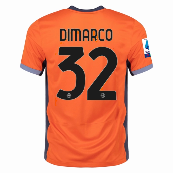 Nike Inter Milan Federico Dimarco Third Jersey w/ Serie A   Copa Italia Patches 23/24 (Safety Orange/Thunder Blue)