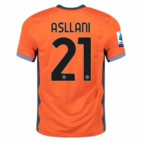 Nike Inter Milan Kristjan Asllani Third Jersey w/ Serie A   Copa Italia Patches 23/24 (Safety Orange/Thunder Blue)