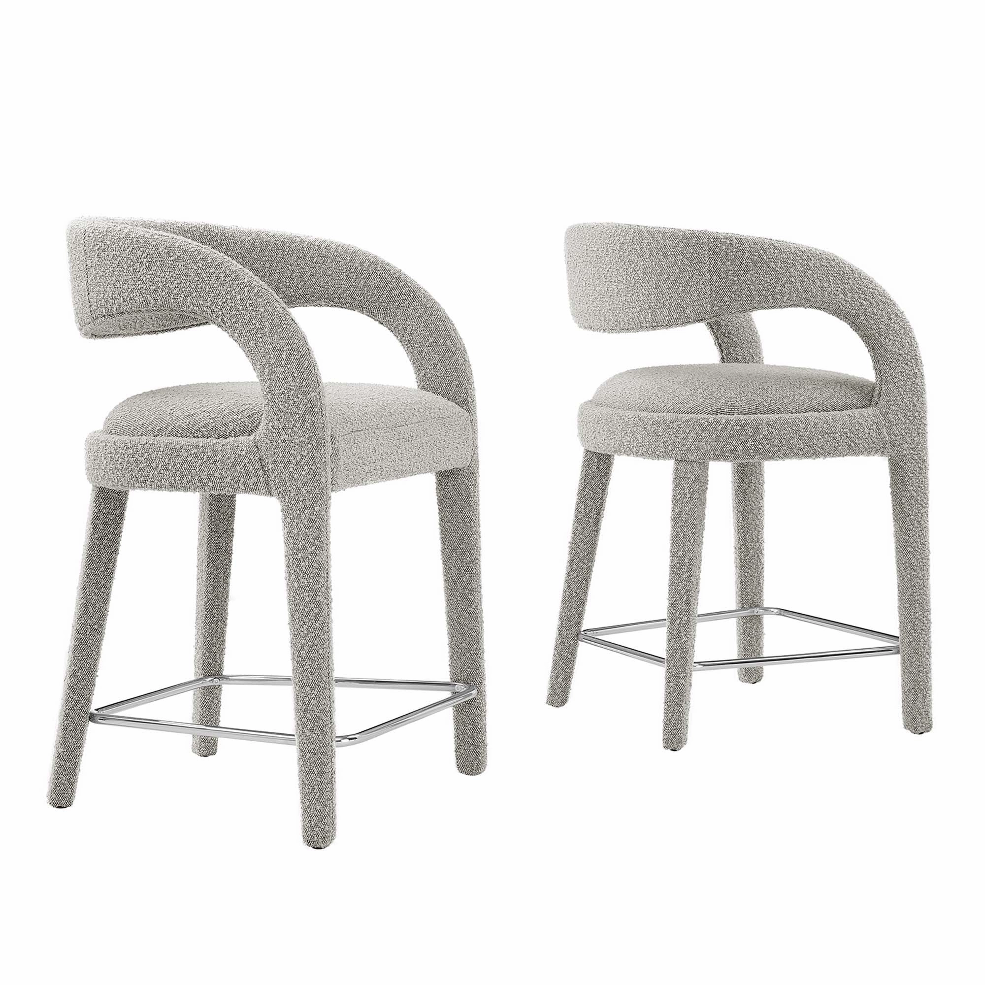 Pinnacle Boucle Upholstered Counter Stool Set of Two by Modway
