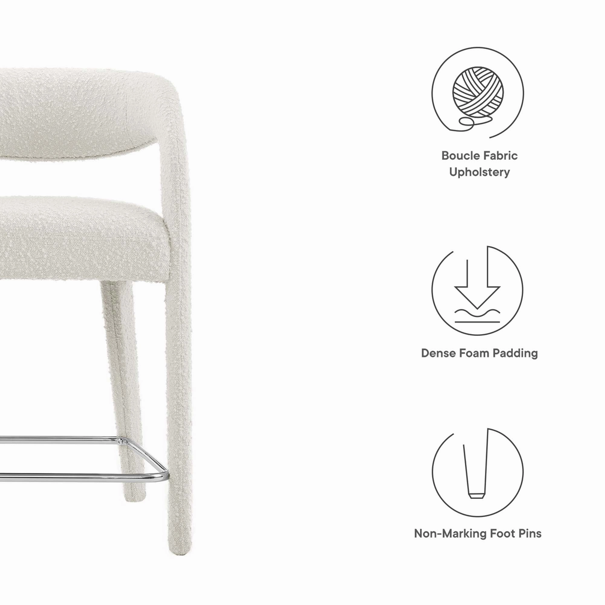 Pinnacle Boucle Upholstered Counter Stool Set of Two by Modway