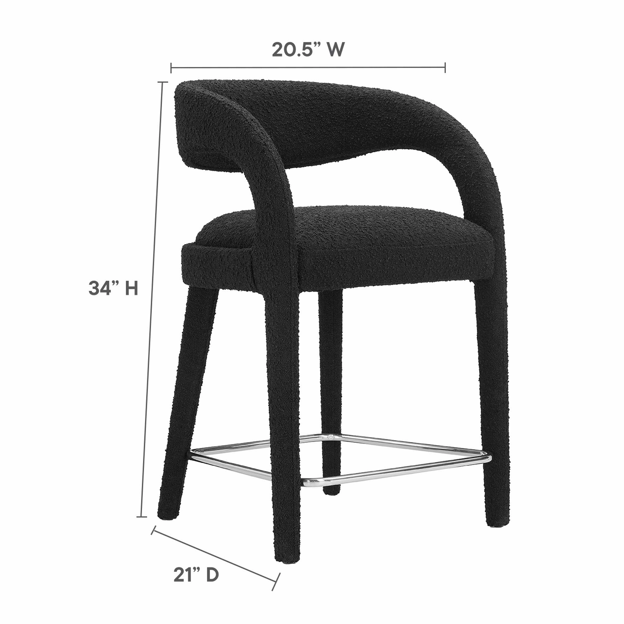 Pinnacle Boucle Upholstered Counter Stool Set of Two by Modway