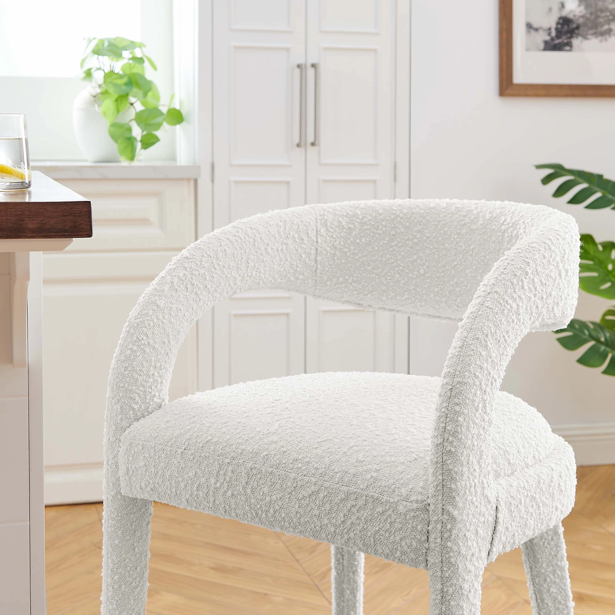 Pinnacle Boucle Upholstered Counter Stool Set of Two by Modway