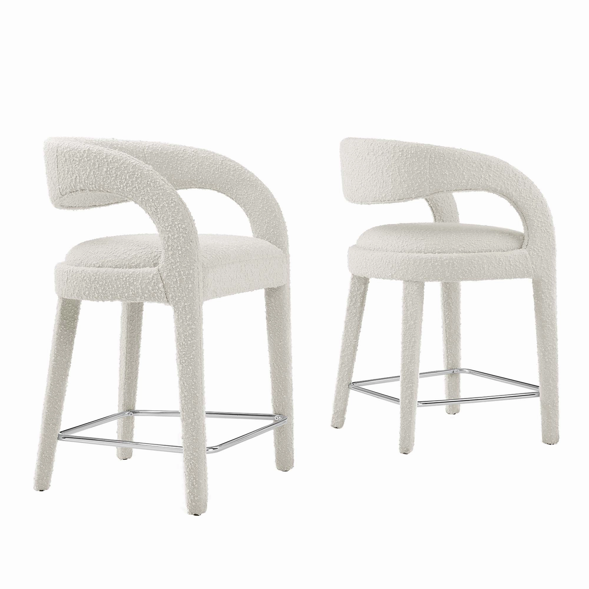 Pinnacle Boucle Upholstered Counter Stool Set of Two by Modway