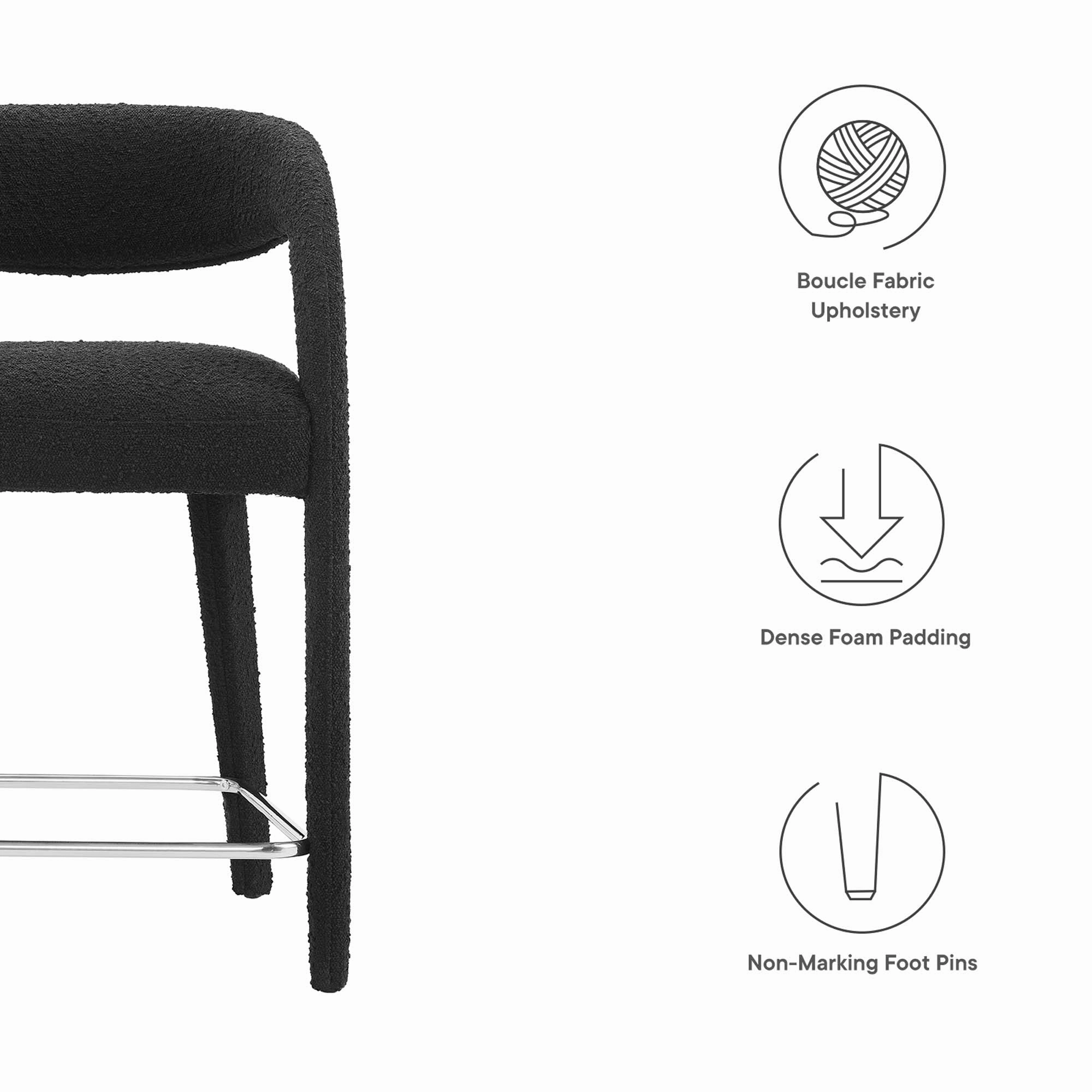 Pinnacle Boucle Upholstered Counter Stool Set of Two by Modway